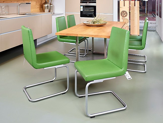 eettafels 6 x stoel FS 620 Leder groen incl. tafel 6 stoelen met